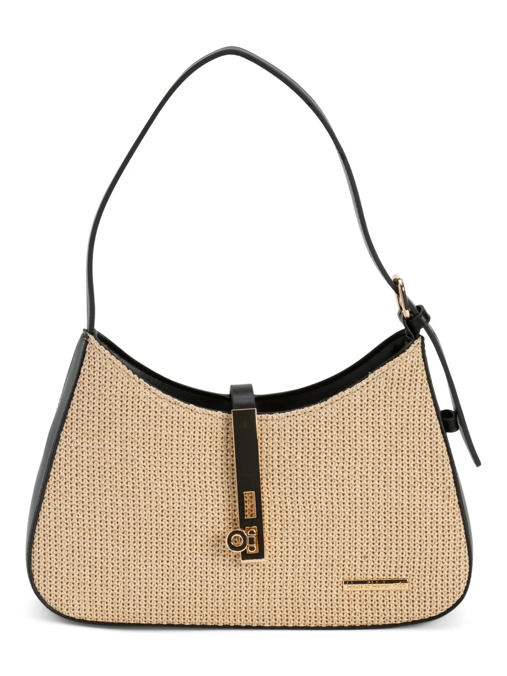 House of Harlow 1960 Beige Woven Shoulder Bag with Black Trim - Picture 1 of 3